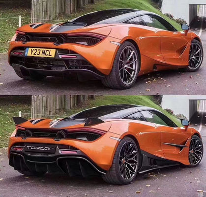 Carbon Fiber Carbon Fiber Body Kit voor McLaren 720S 720 Upgraded TOPCAR Style Voorkop Schaaf Achter Diffuser Spoiler Cover