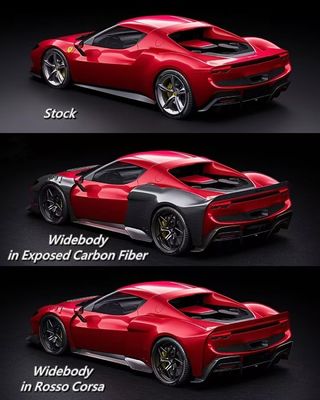Rode Ferrari 296 Auto Body Kit ZE Style Diffuser Carbon Fiber Front Lip Spoiler