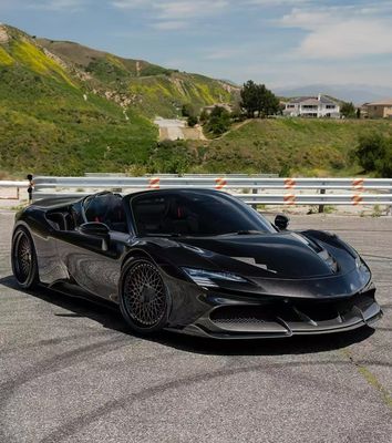 SF90 Ferrari Carbon Fiber Body Kit 1016 Style Voorlip Luchtinlaat Zwart Spoiler Fender