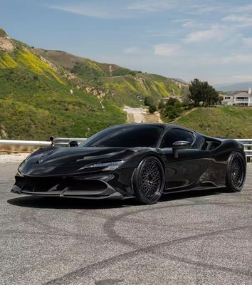 SF90 Ferrari Carbon Fiber Body Kit 1016 Style Voorlip Luchtinlaat Zwart Spoiler Fender