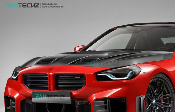 Voor BMW M2 G87 Carbon Fiber Body Kit M2 Upgraded Paktechz Style Carbon Fiber Front Lip Diffuser Spoiler Hood
