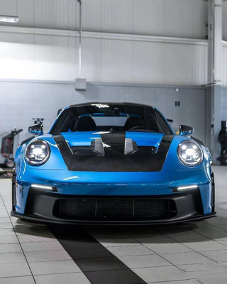 Blauwe Porsche Body Kit 992 GT3RS Style Droog Hood van koolstofvezel