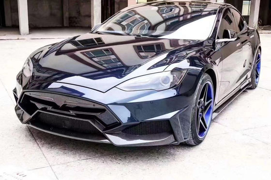 Verkoop Model S Body Kit Carbon Fiber Voor- en achterbumper Zijkantenrokken Spoiler voor Tesla Model S