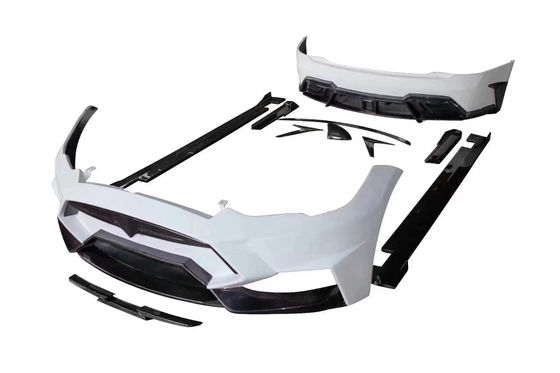 Verkoop Model S Body Kit Carbon Fiber Voor- en achterbumper Zijkantenrokken Spoiler voor Tesla Model S