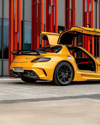 Voor Mercedes SLS R197 Carbon Fiber Body Kit SLS Upgrades Black Series Style Voor- en achterbumper spoiler hoed