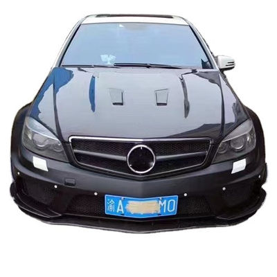 Voor Mercedes W204 C63 Body Kit W204 Upgraded Black Series Style Front en achter Bumper Hood Widebody Kit